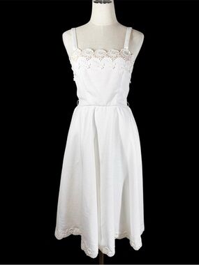 Vintage Lilli Diamond White Fit Flare Dress Size XS Retro Wedding Bride Marilyn